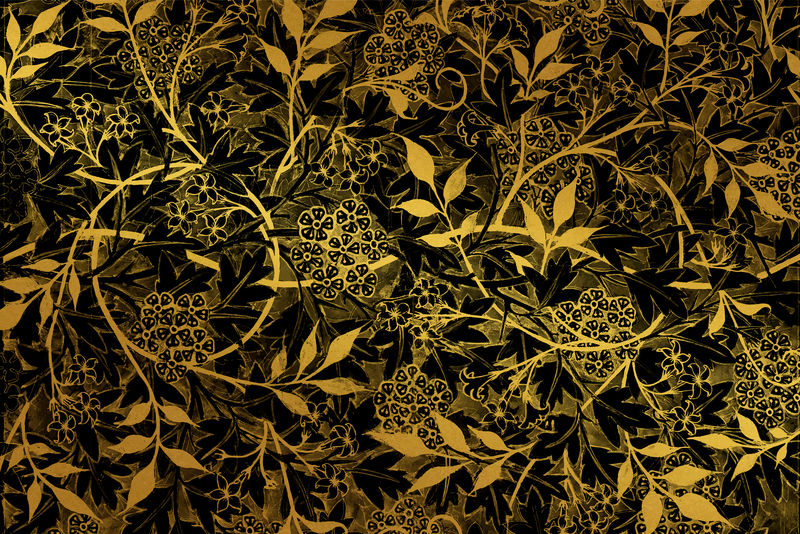 复古金花卉背景矢量混音从威廉莫里斯的艺术作品