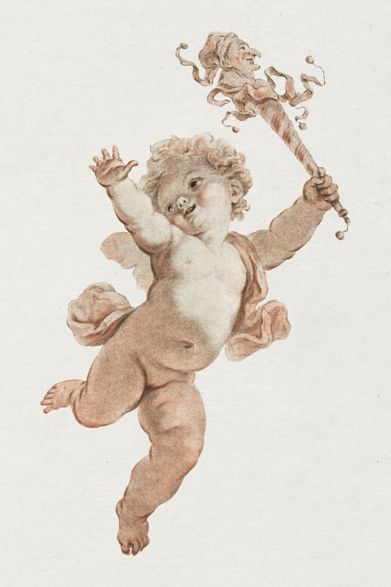 复古可爱的小天使psd插图由Jean-Fran\u0026ccedil；ois Janinet的艺术作品混合而成