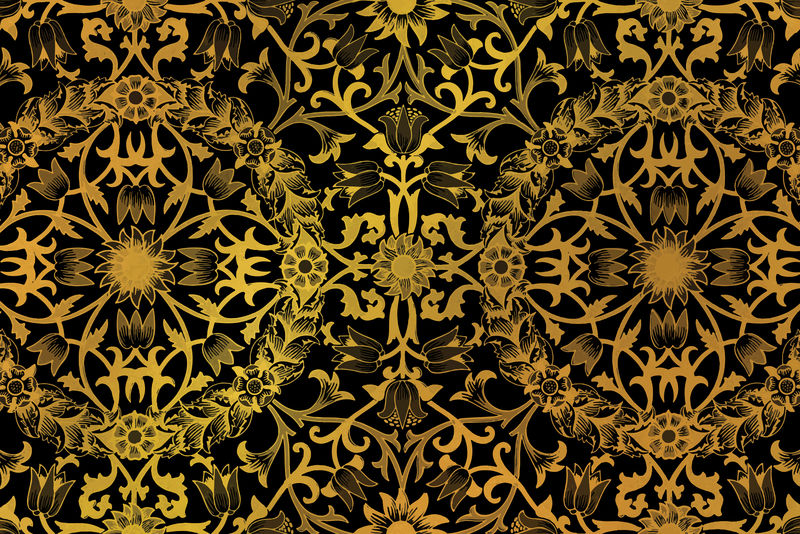 复古金色花卉背景矢量混音从威廉莫里斯的艺术作品