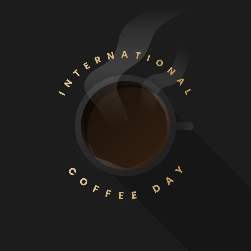 国际咖啡日黑色背景模板向量