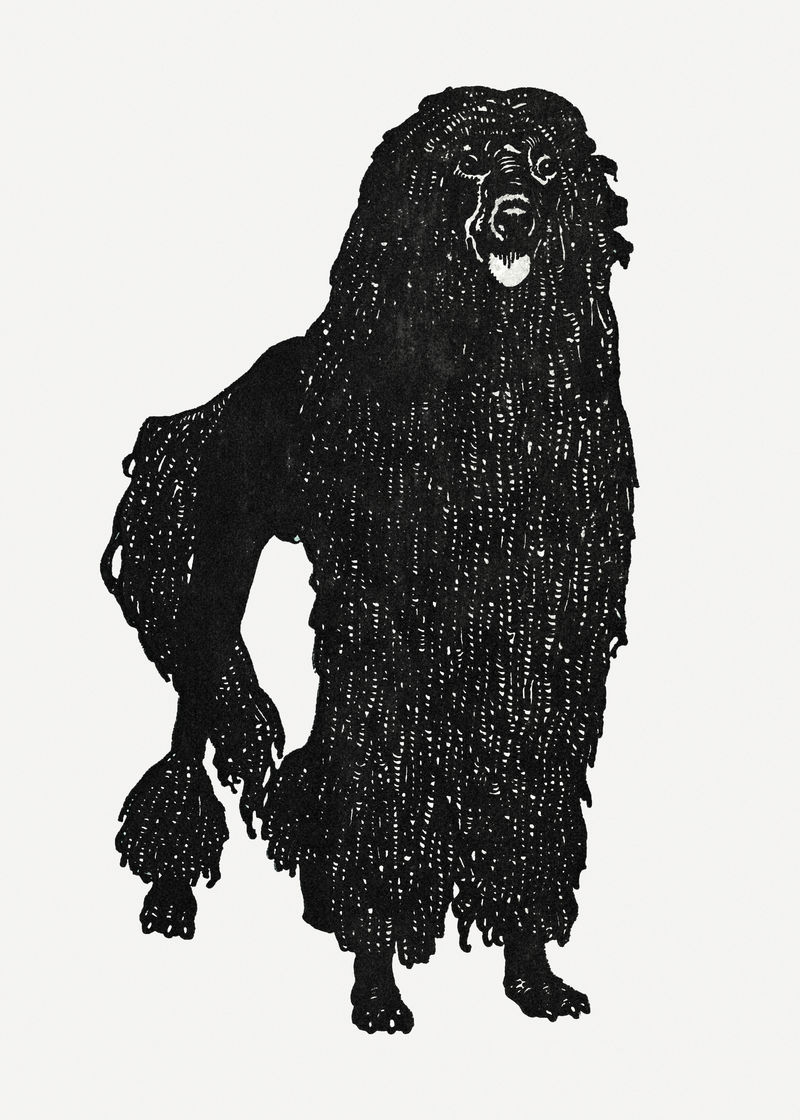 复古狮子狗插图psd从莫里兹钟的艺术作品混合