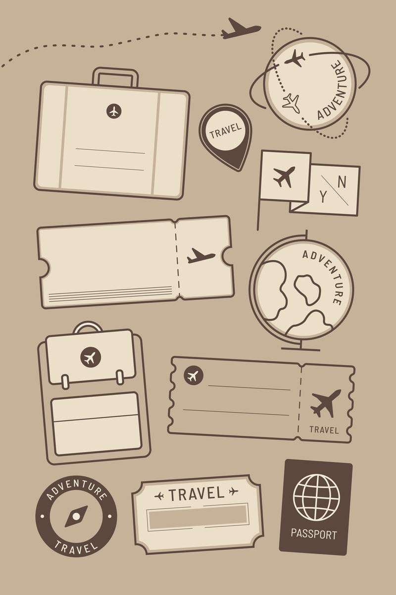 旅行贴纸和徽章集向量