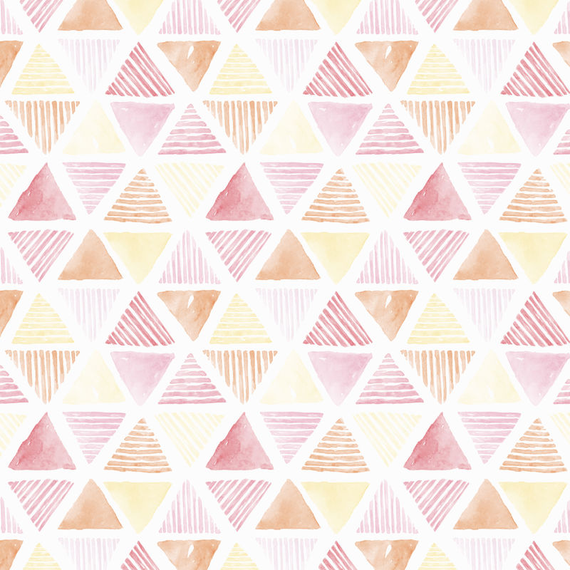 粉色水彩三角形图案无缝背景矢量