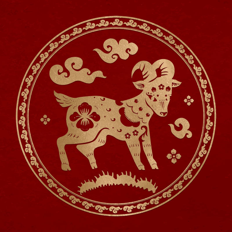 中国传统十二生肖羊年金徽