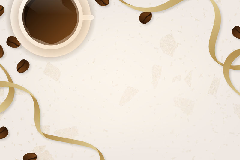 咖啡杯米色背景模板向量