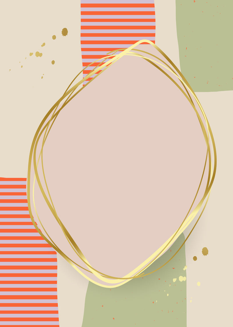 背景向量上的金色椭圆形框架