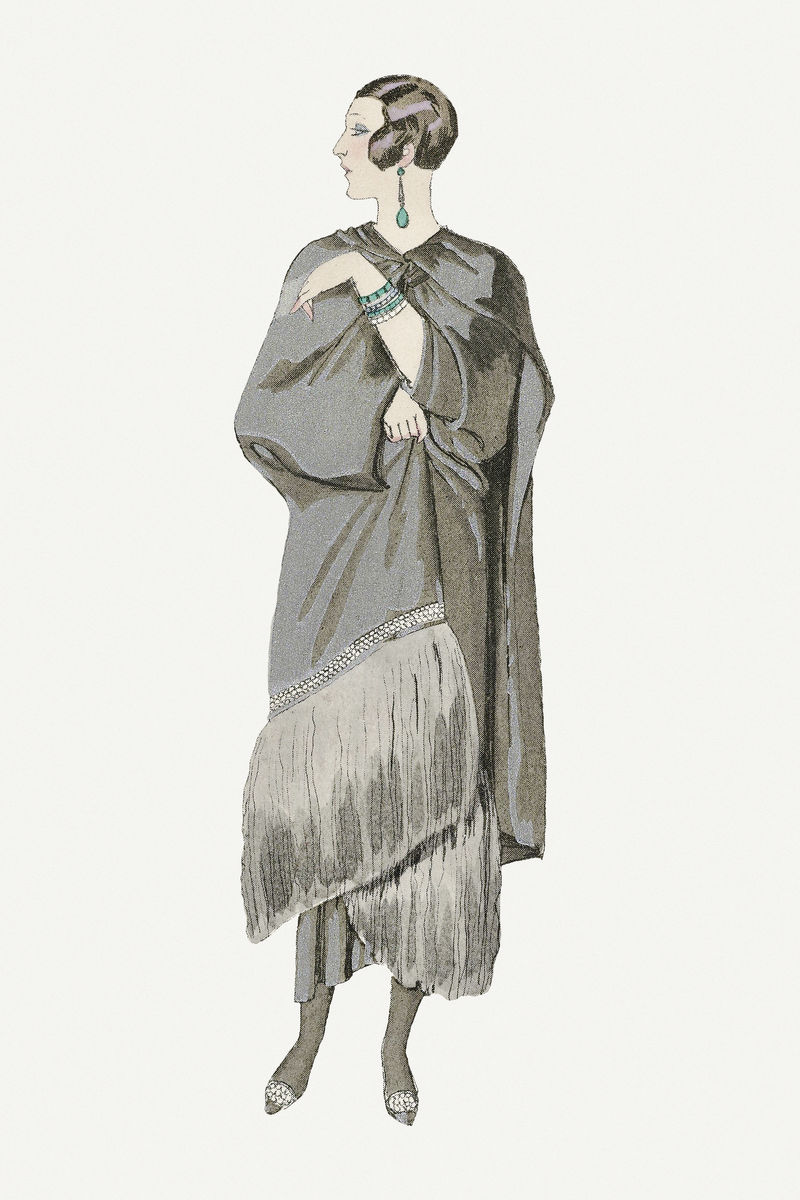 20世纪20年代女性时尚psd复古连衣裙乔治·巴比尔艺术作品混搭