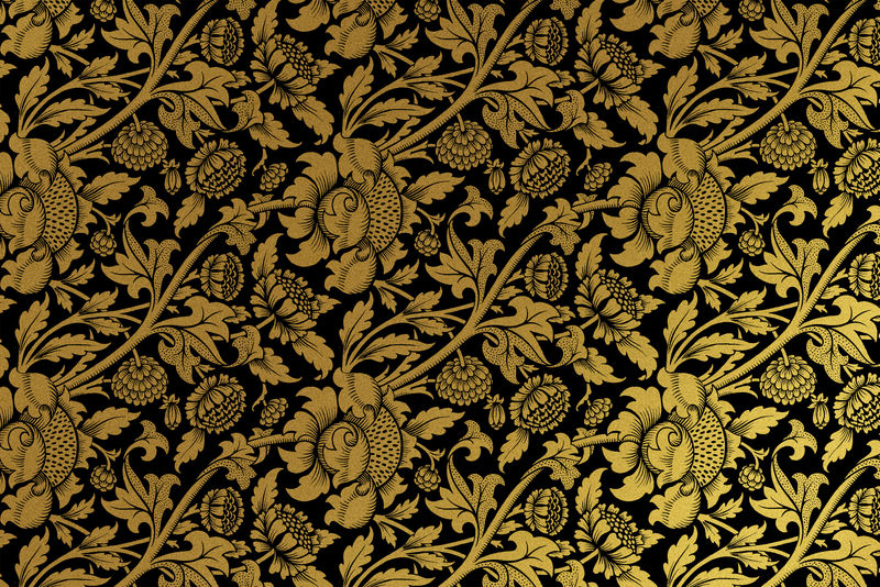 复古金色花卉图案从威廉莫里斯的艺术品混合
