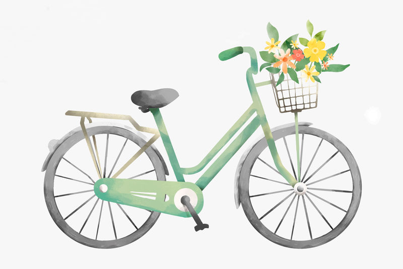 自行车送花矢量设计元素