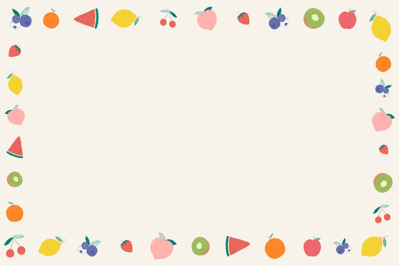 矢量彩色水果边框米色背景