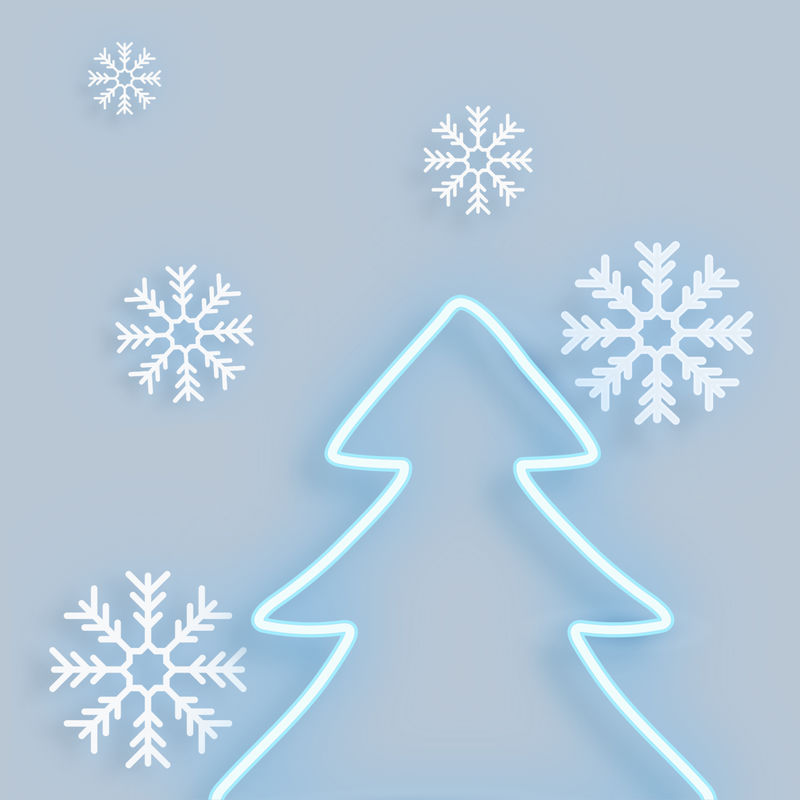 蓝色霓虹圣诞树插图