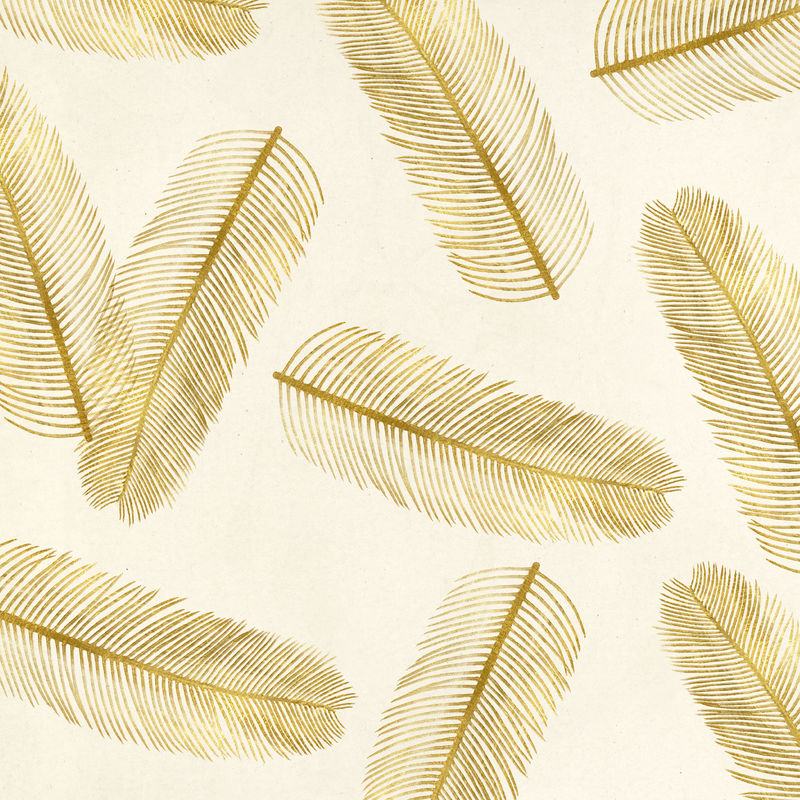 复古psd金色棕榈叶图案插图米色背景