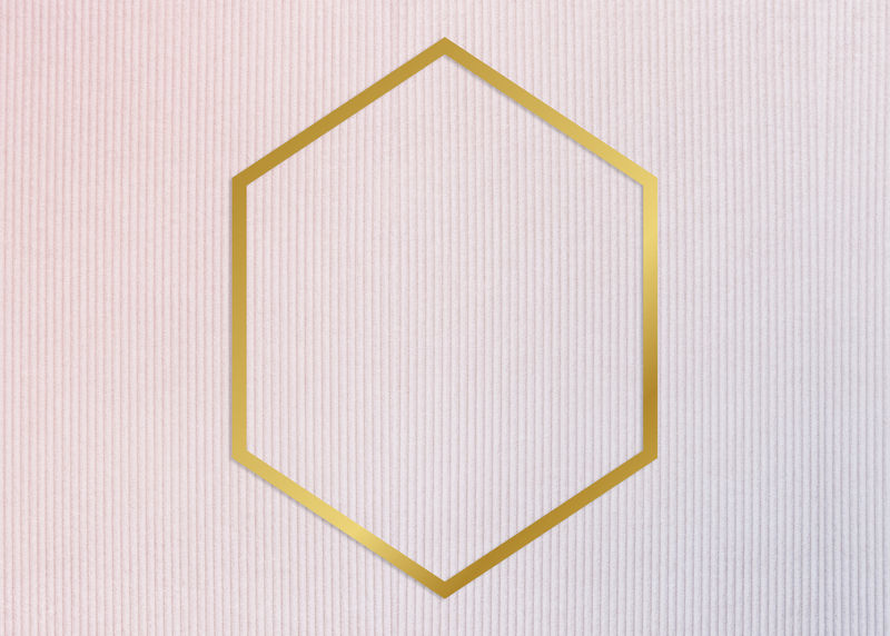 金六边形框架上的粉蓝色织物背景插图