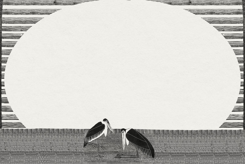 复古马拉布鹳psd框架动物艺术印刷品由塞缪尔·杰苏伦·德梅斯基塔的艺术作品混合而成