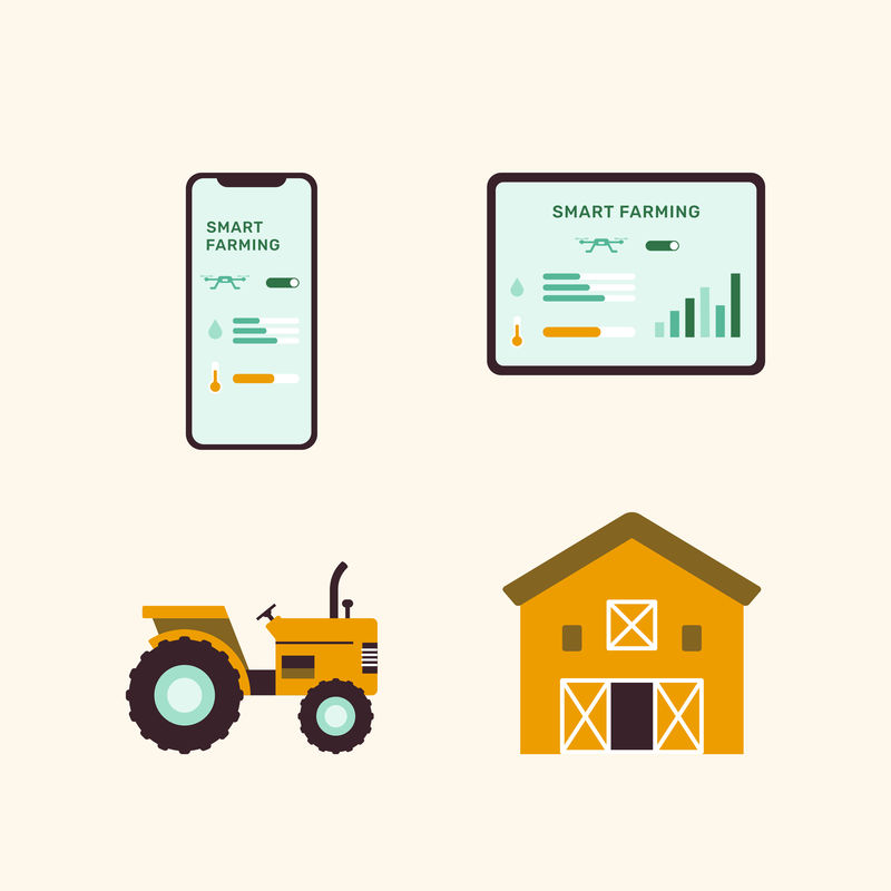 智能农业psd图标数字农业技术设置透明背景