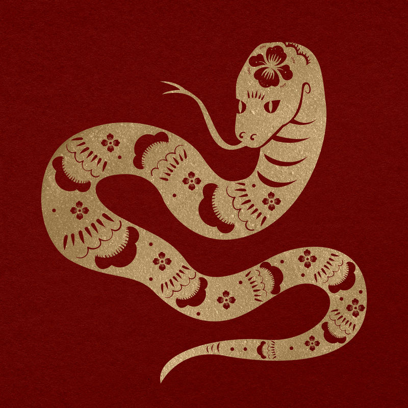 中国新年蛇psd黄金动物生肖标志贴纸