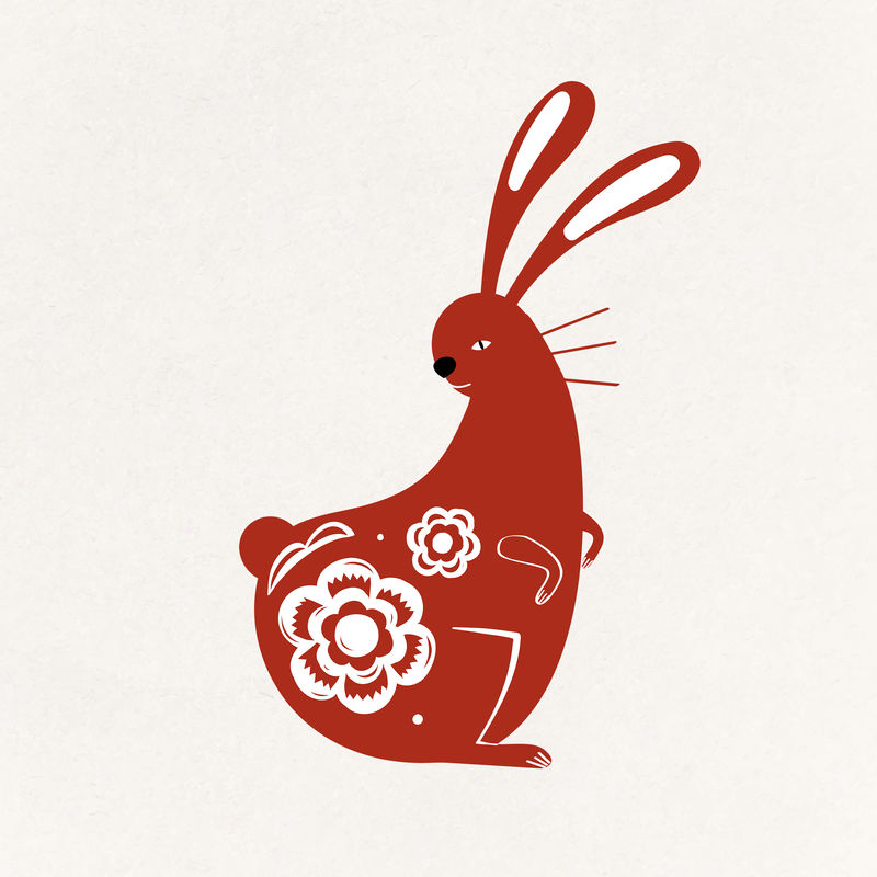 中国兔子可爱的十二生肖动物插图