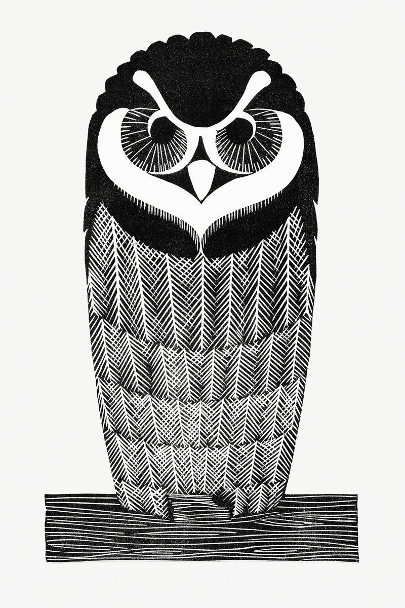 复古猫头鹰psd动物艺术印刷品由塞缪尔·杰瑟伦·德梅斯基塔的艺术作品混合而成