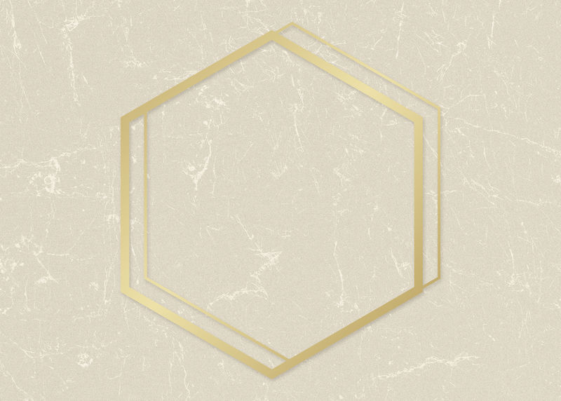 金色六边形框架米色纸纹理背景