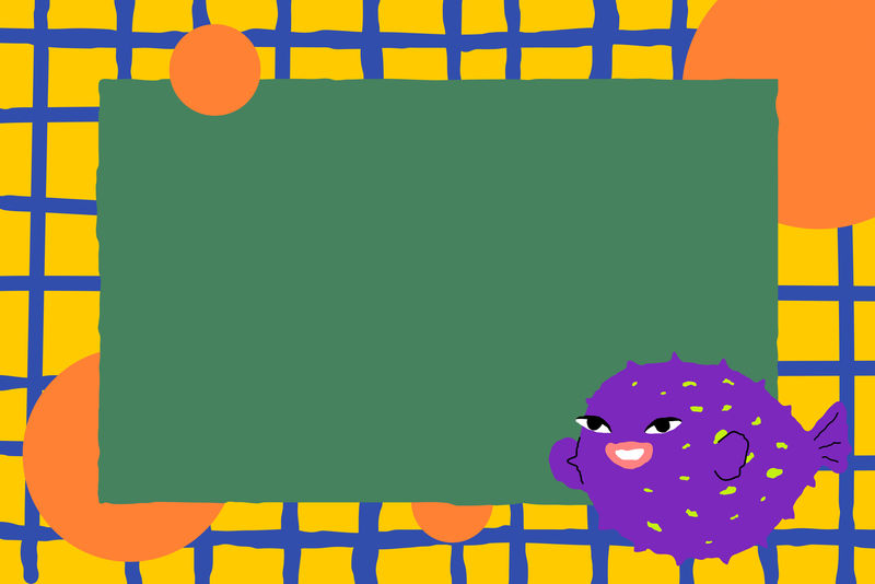 彩色河豚动物插画框架