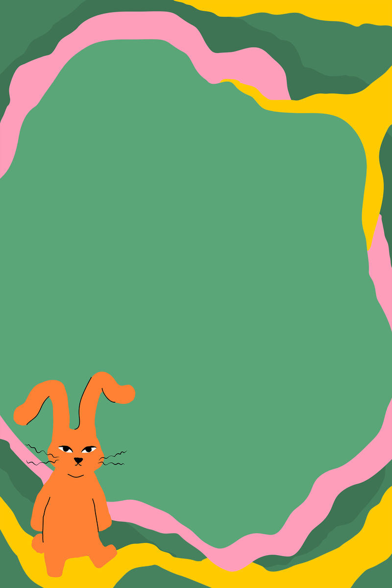 兔子框架psd可爱动物插图