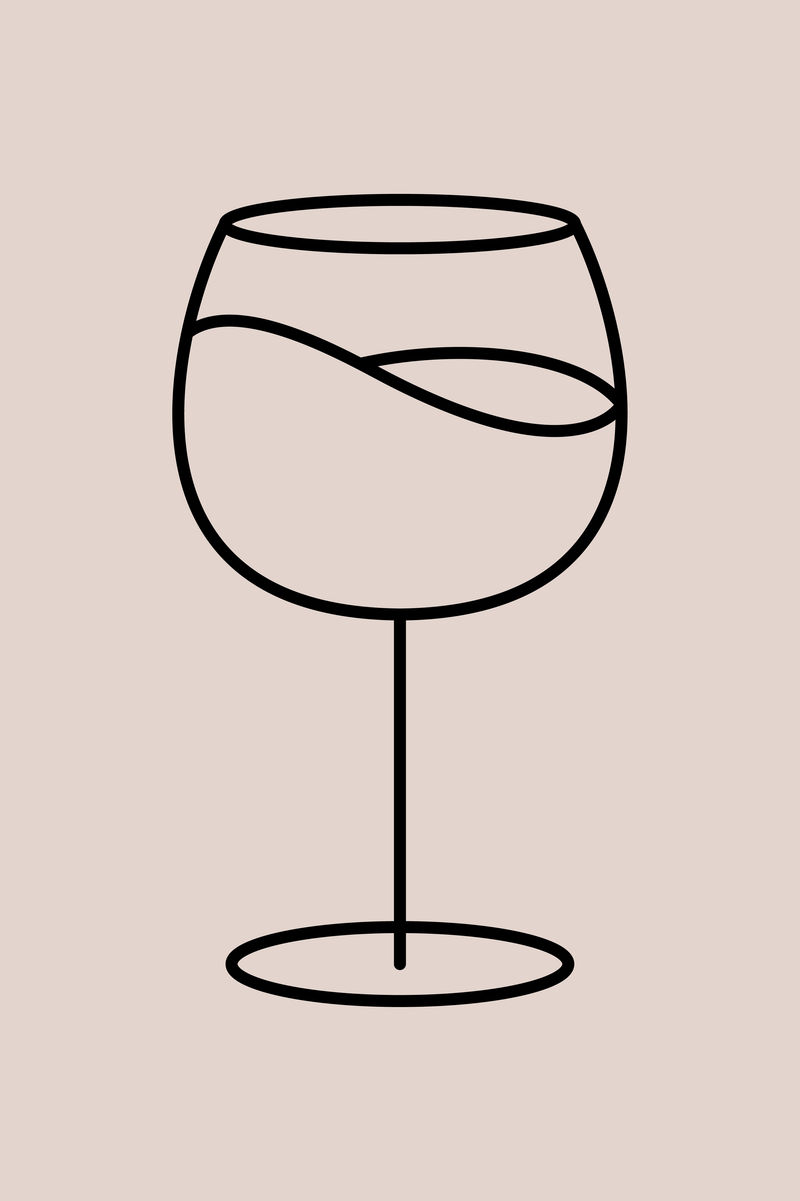 极简葡萄酒杯矢量图形线条艺术风格