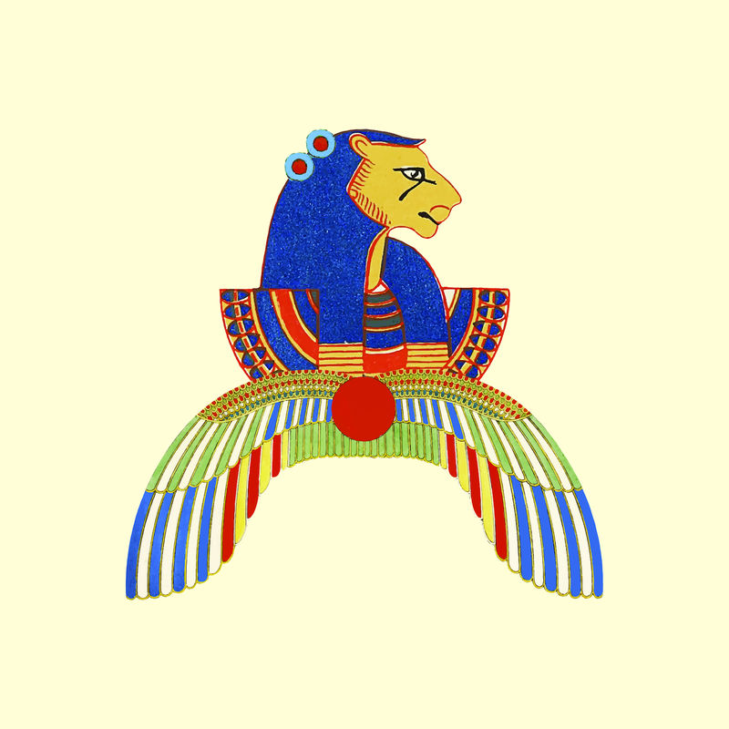 埃及马埃斯矢量狮子头上帝插图从公共领域的艺术作品混合