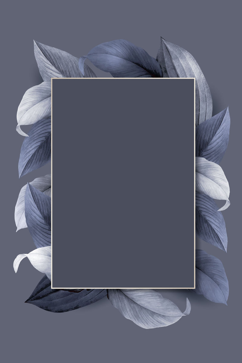 蓝灰色背景向量上的矩形叶框