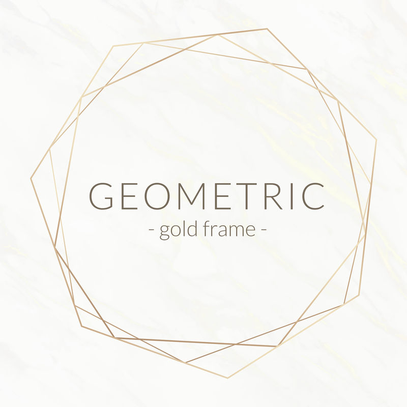 白色大理石背景插图上的金色几何框架