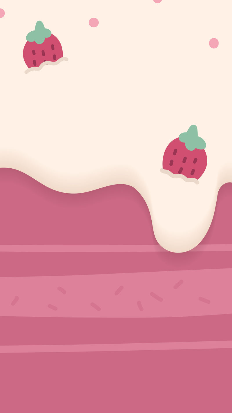 草莓冰淇淋华夫饼手机壁纸矢量