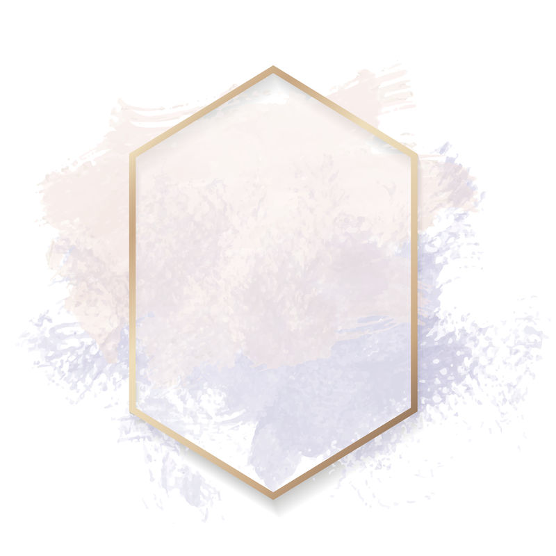 金色六边形框架粉彩粉紫色背景插图