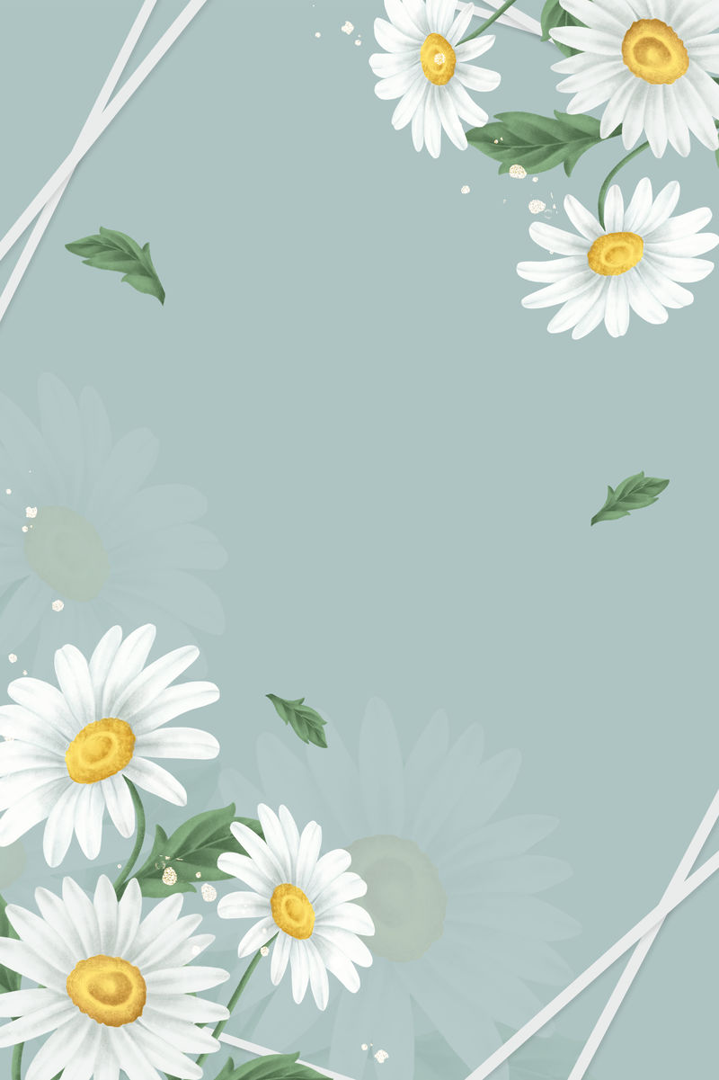 淡绿色背景上的雏菊花架手机壁纸插图