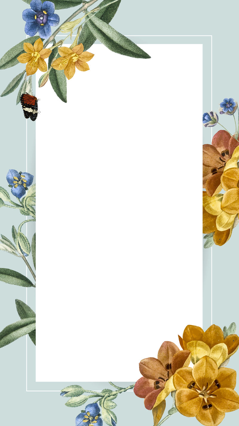 花卉矩形框手机背景向量