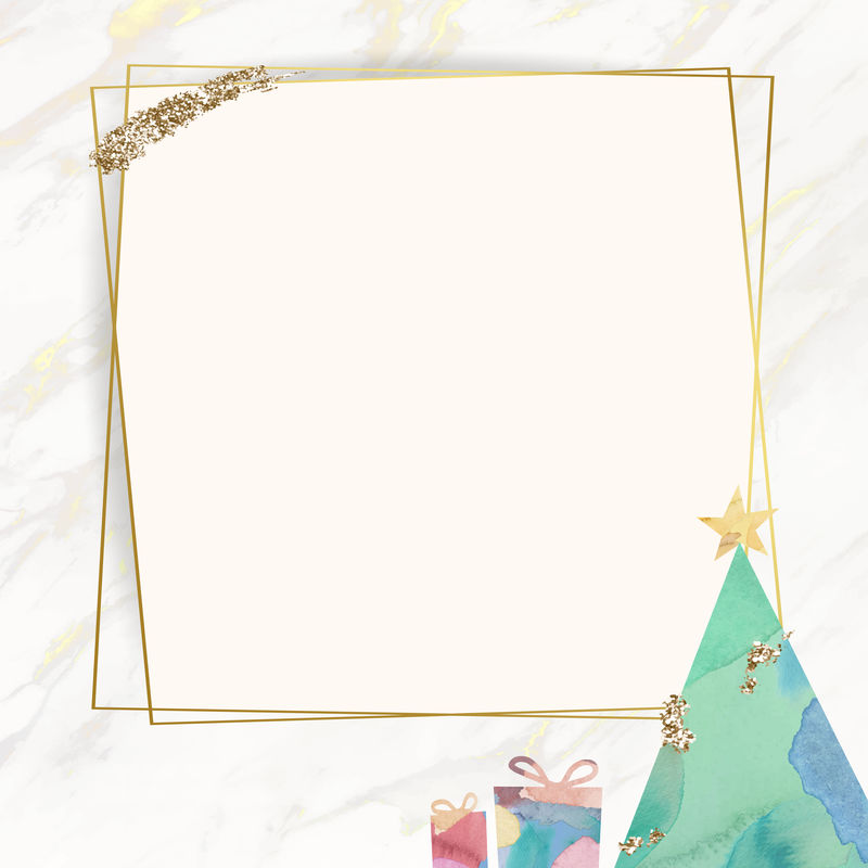 圣诞树图案背景矢量金框