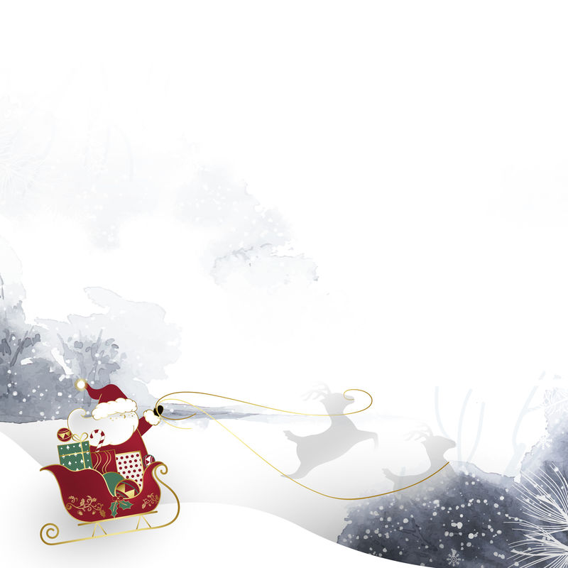 圣诞老人在冬季背景向量上骑着雪橇