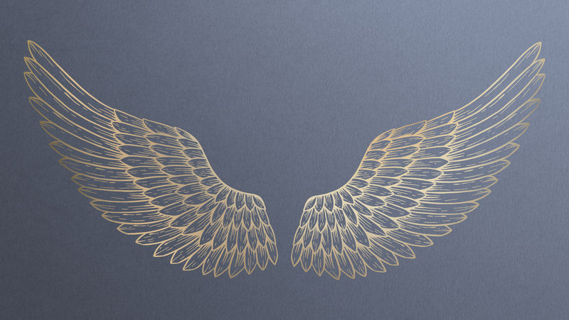 金色翅膀贴纸覆盖设计资源