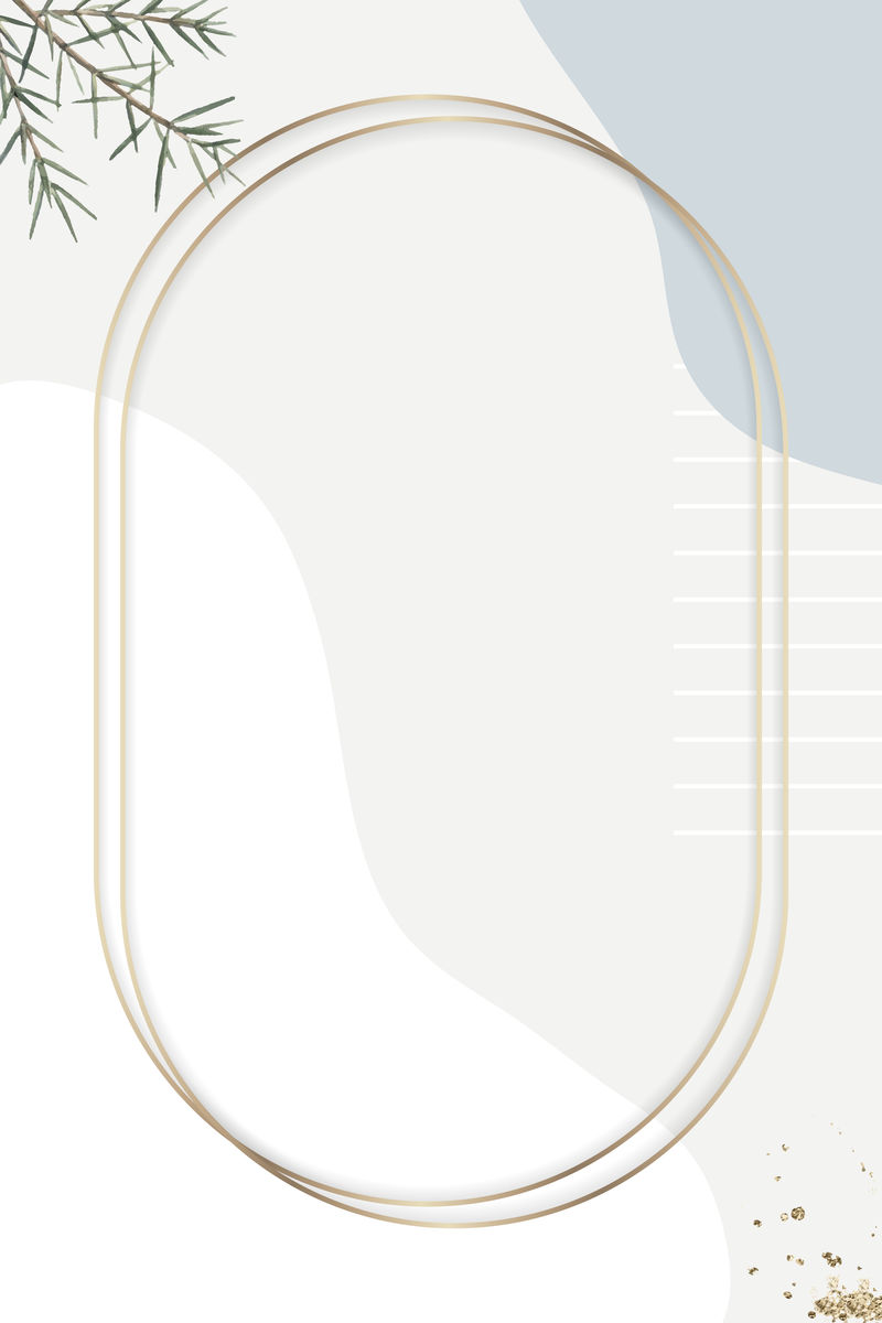 米色最小图案背景向量上的椭圆形金框