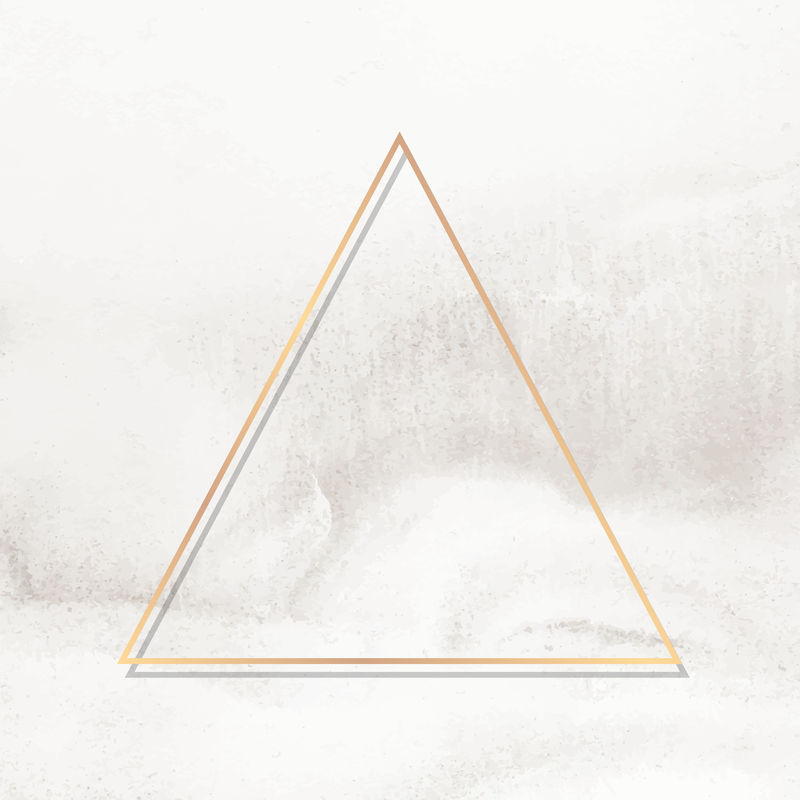 白色大理石背景向量上的三角形铜框