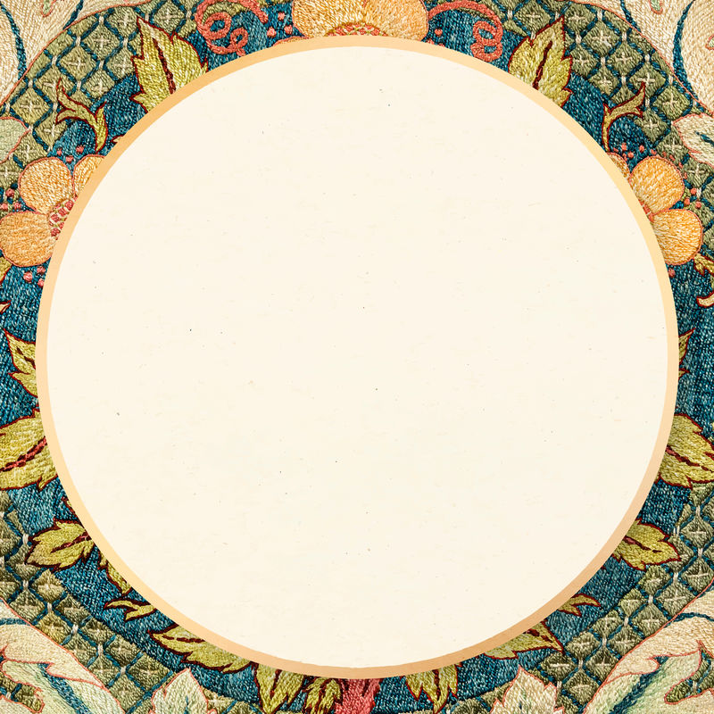 威廉·莫里斯（William Morris）艺术作品中的新艺术矢量玫瑰花图案框架混音