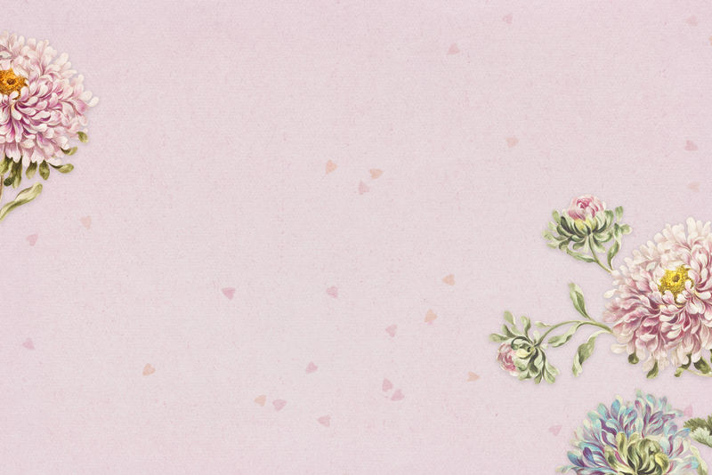 复古中国紫菀花架粉色纹理背景设计元素