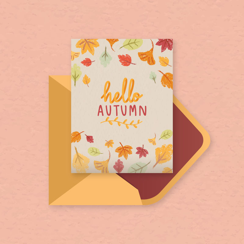 秋季主题卡片和信封模板向量