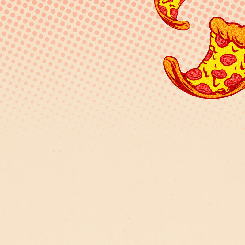 米色背景上的波普艺术比萨饼图案