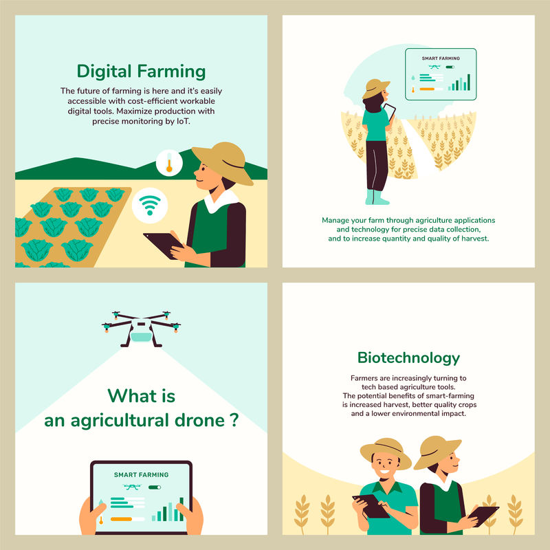 数字农业psd可编辑模板农业生物技术社交媒体贴子集