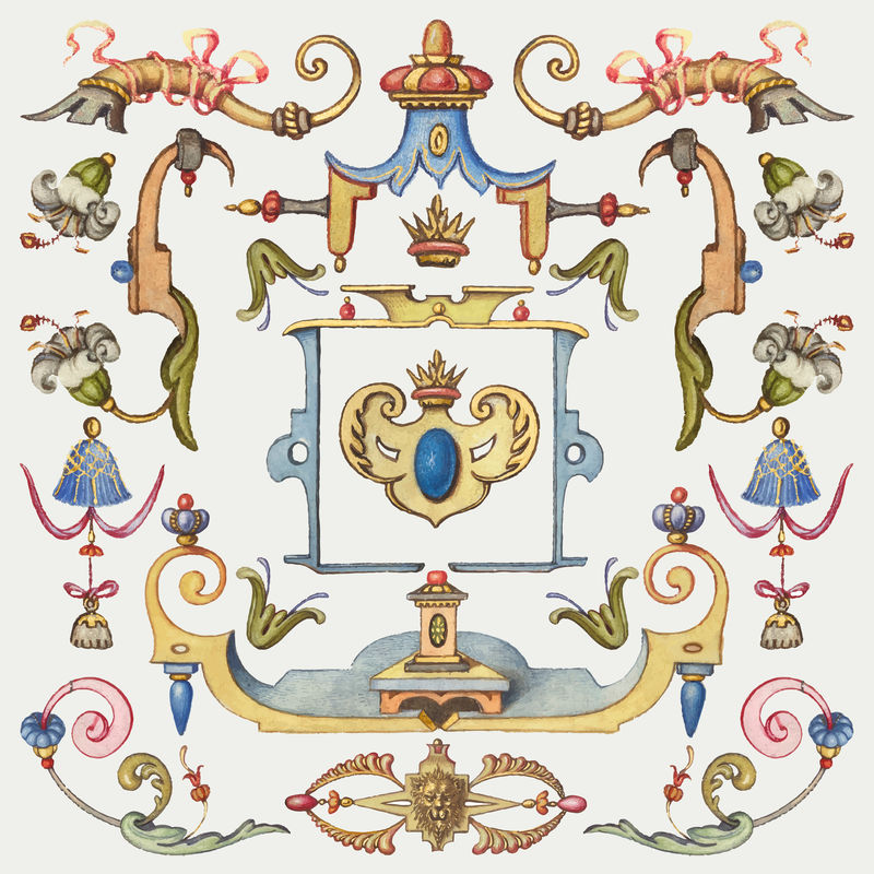 维多利亚时代的装饰物矢量手绘从书法模型书乔里斯霍夫纳格尔和乔治博茨凯混音