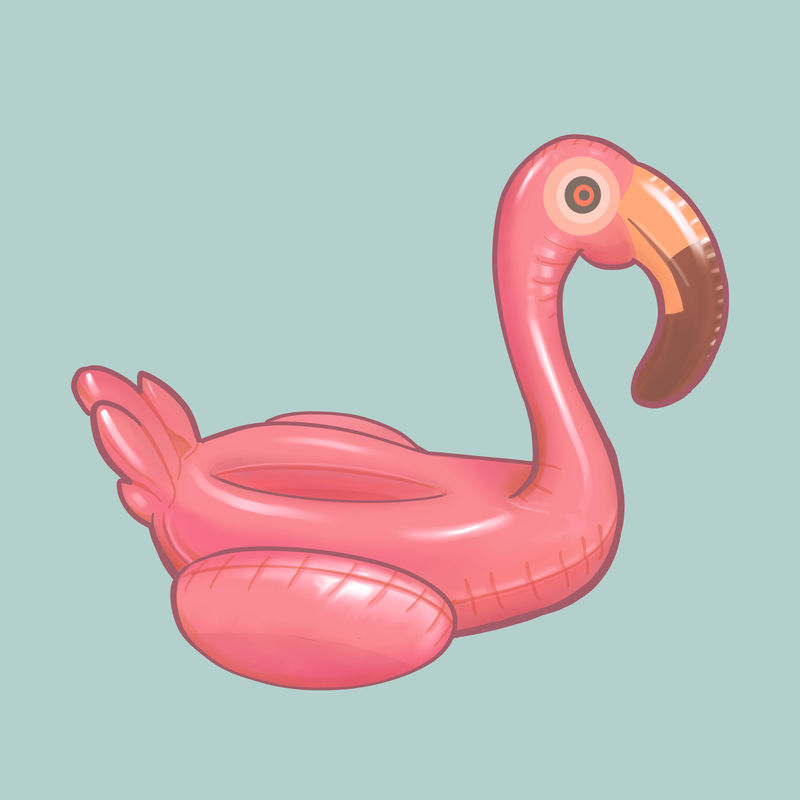 粉色充气海滩火烈鸟玩具