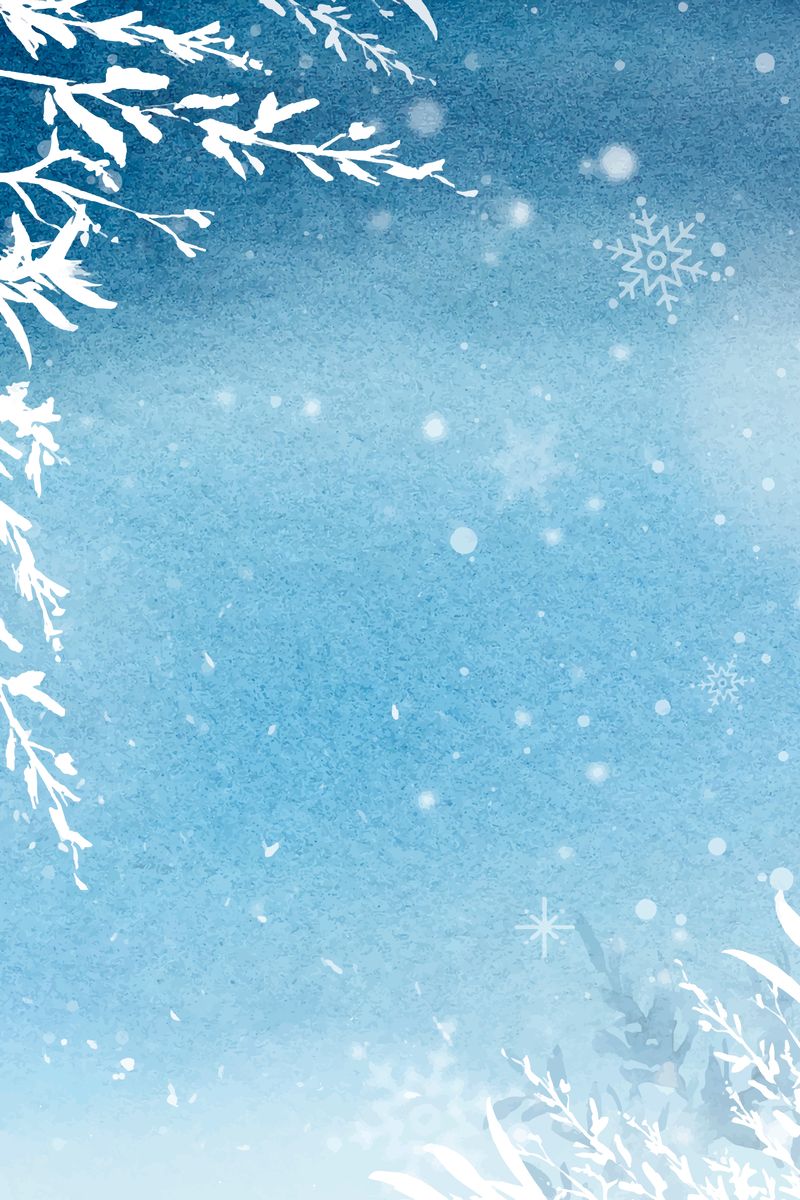 花卉冬季水彩背景矢量蓝色带美丽的雪
