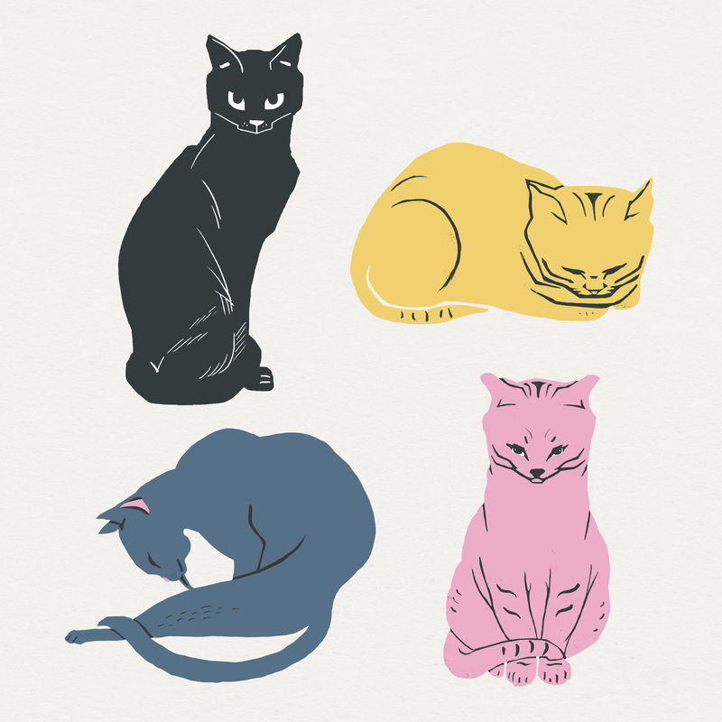 古董猫动物手绘插图集