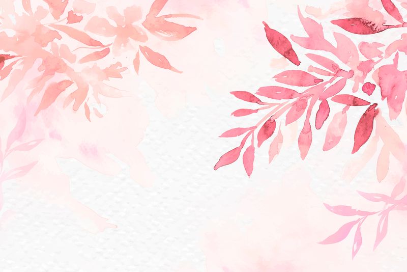 粉色水彩叶背景矢量审美春季