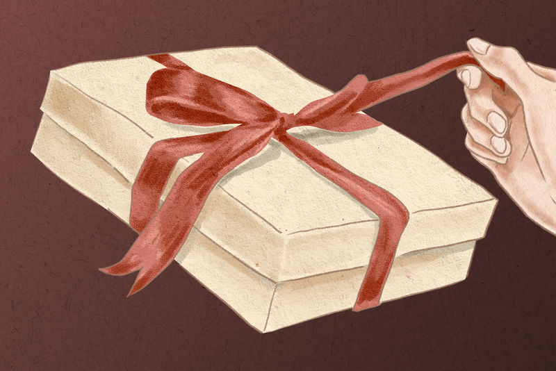 情人节礼物盒打开手绘插图