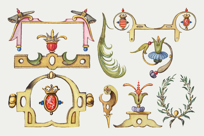 维多利亚时代的装饰物矢量手绘从书法模型书乔里斯霍夫纳格尔和乔治博茨凯混音